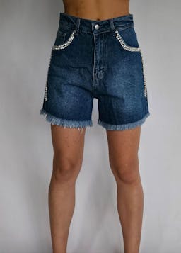 Denim Shorts With Shiny Stonesindex
