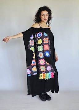 Black Dress with Colorful Badgesindex