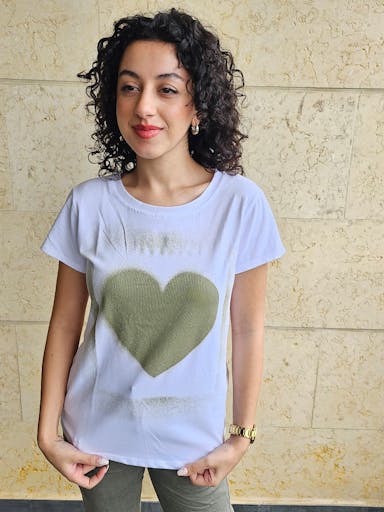 Olive Green Heart T-Shirt