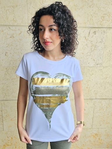 Olive Green and Gold Heart T-Shirt