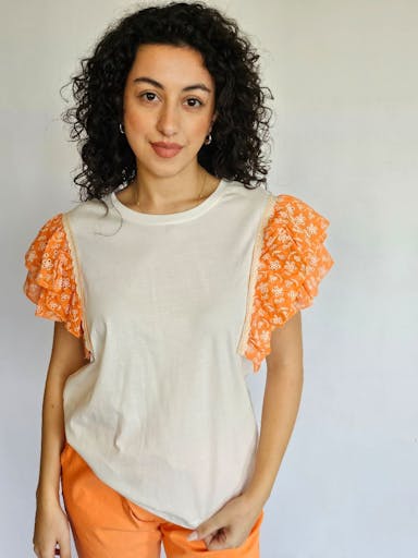 T-Shirt with Embroidered Sleeves