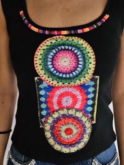 Black Top With Colorful Badgesindex