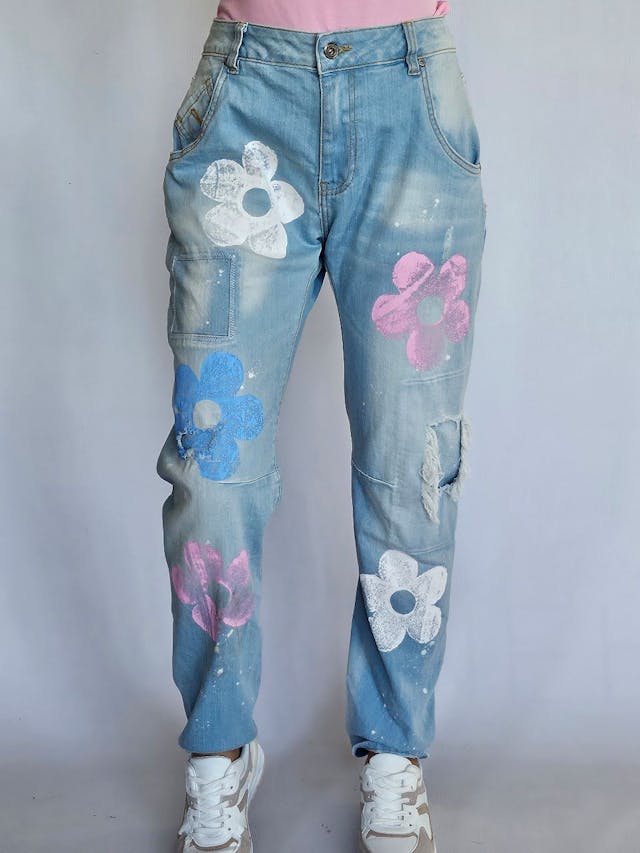 Painted Flowers Jeans