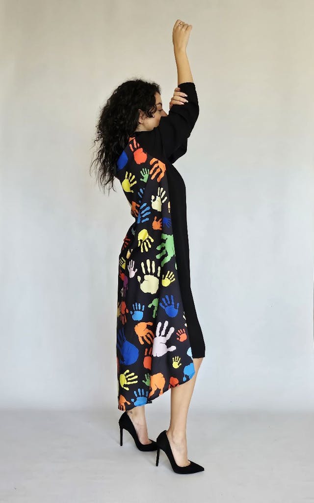 Oversized Black Dress with Colors