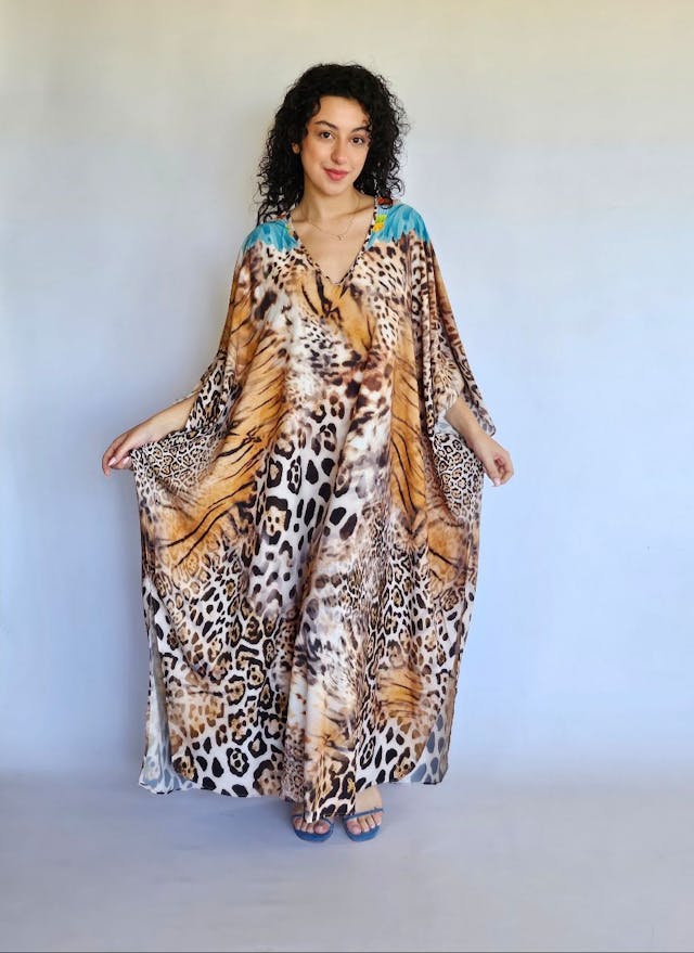 V-Neck Leopard Print Dress