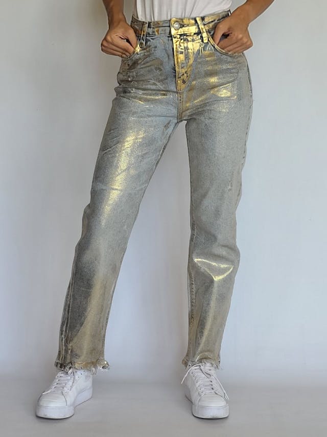 Faded Gold Metallic Jeans