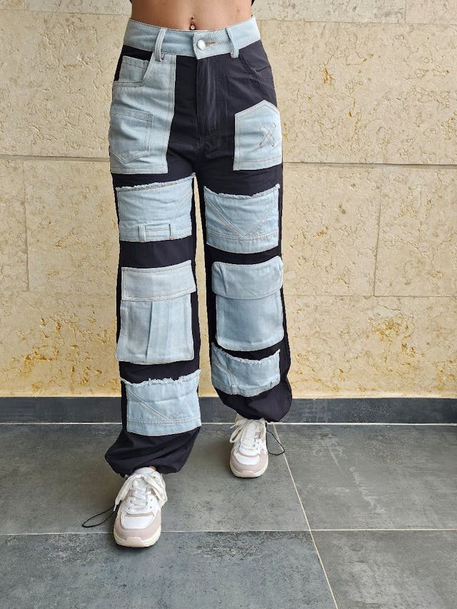 Parachute Pants with Denim Pockets