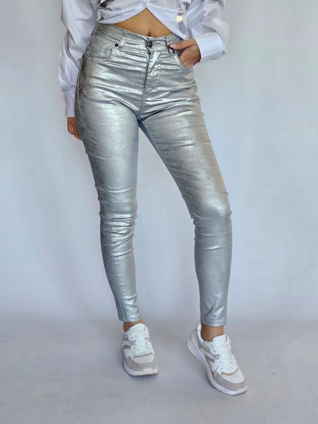 Silver Slim Fit Pants