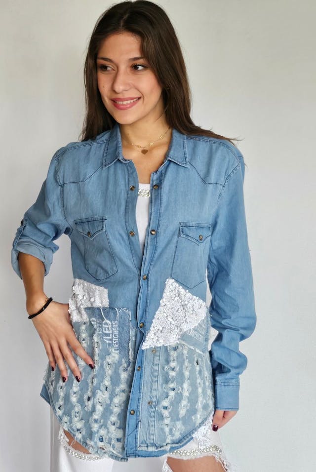 Denim Sequined Shirt new product