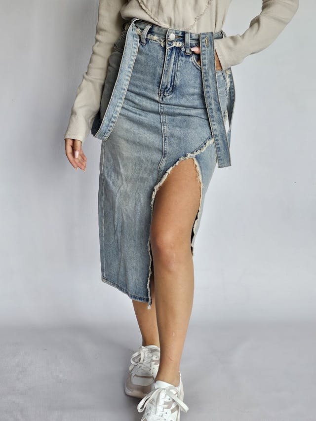 Denim Skirt with Straps