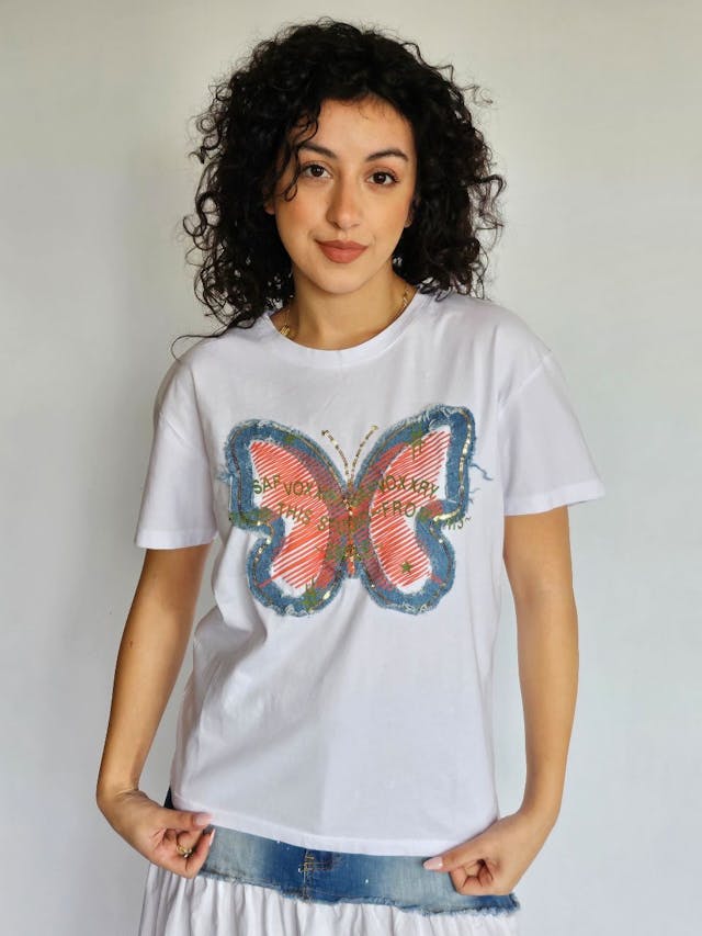 Butterfly T-Shirt with Denim