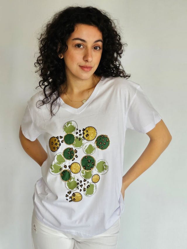 T-Shirt with Green Circles
