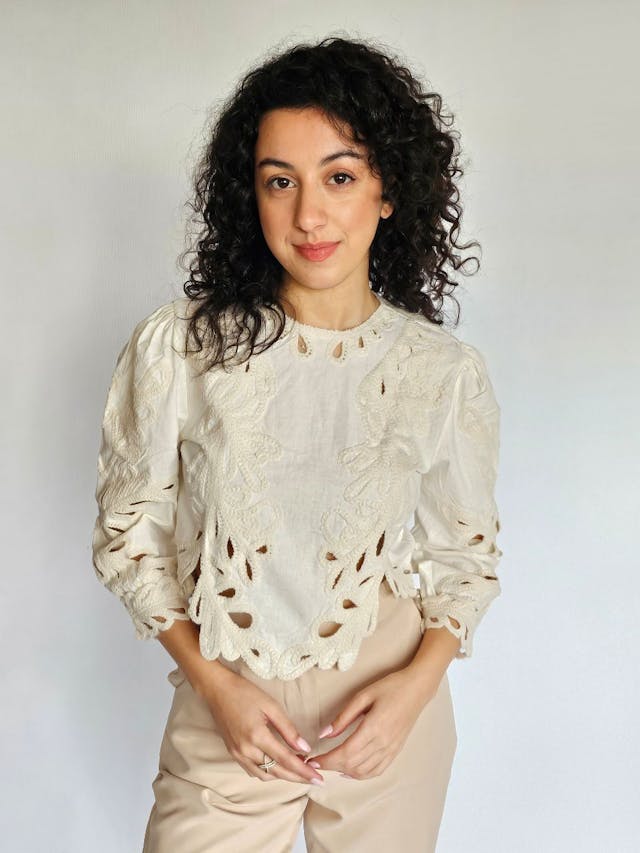 Embroidered Beige Top