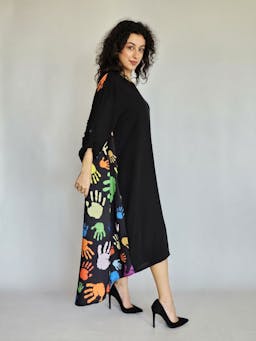 Oversized Black Dress with Colorsindex