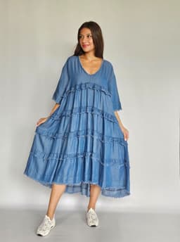 Ruffled Denim Dressindex