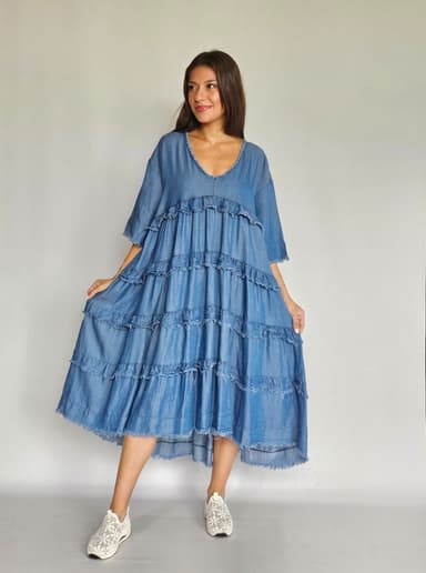 Ruffled Denim Dress