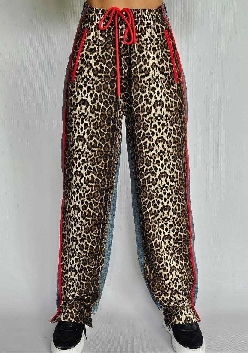 Leopard & Denim Pants
