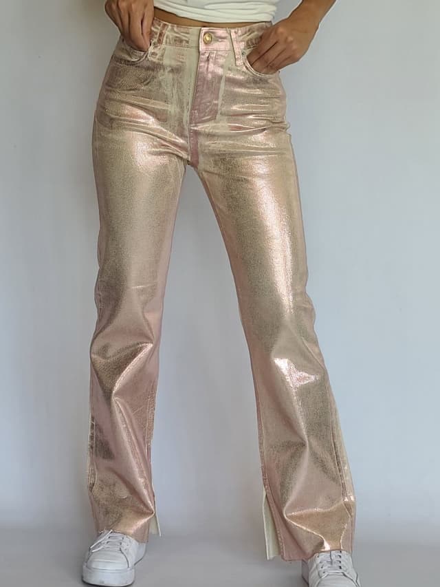 Pink Metallic Jeans